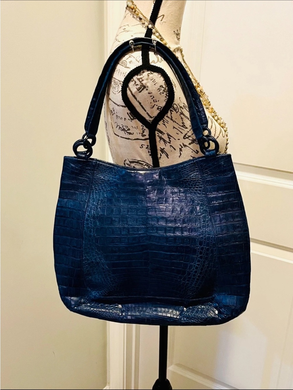 Nancy Gonzalez Blue Exotic Skin Leather Tote Luxury Bag - Picture 4 of 14